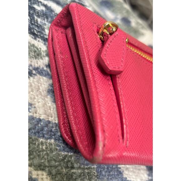 Authentic Prada Ribbon Continental Saffiano Leather Wallet in Pink w/COA - Picture 8 of 16